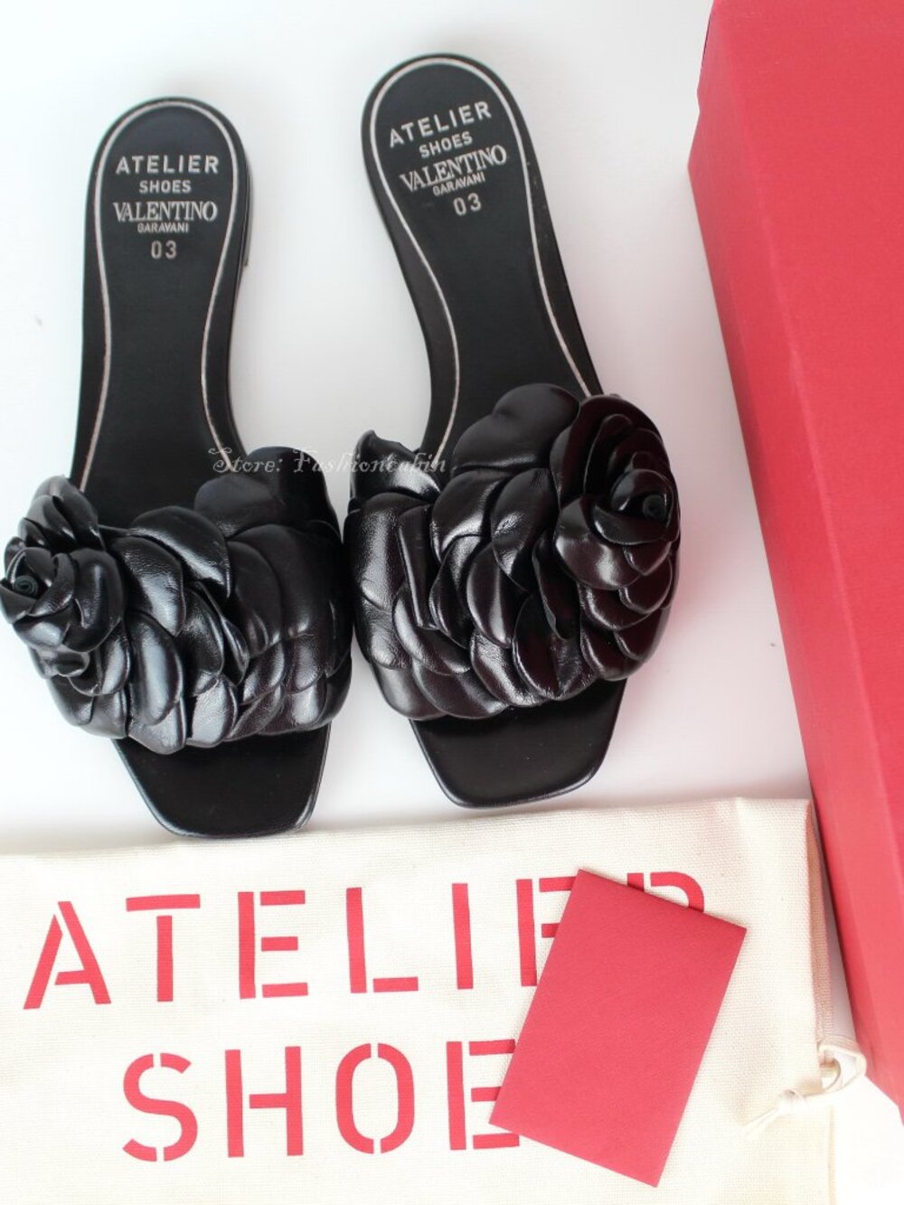 NEW VALENTINO GARAVANI Atelier Rose Flat Slide Sandals